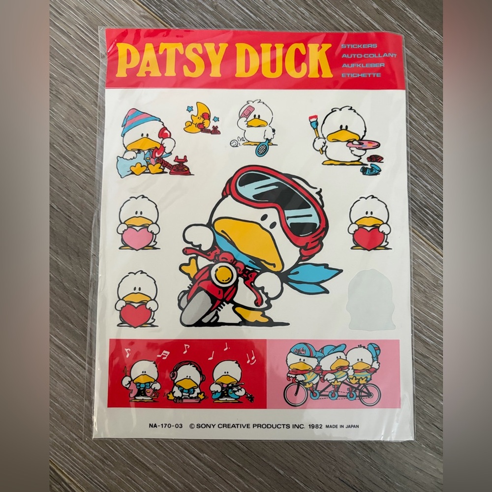 Vintage Patsy Duck Sony Creative Products Sticker Sheet 1982 (partial) Rare
